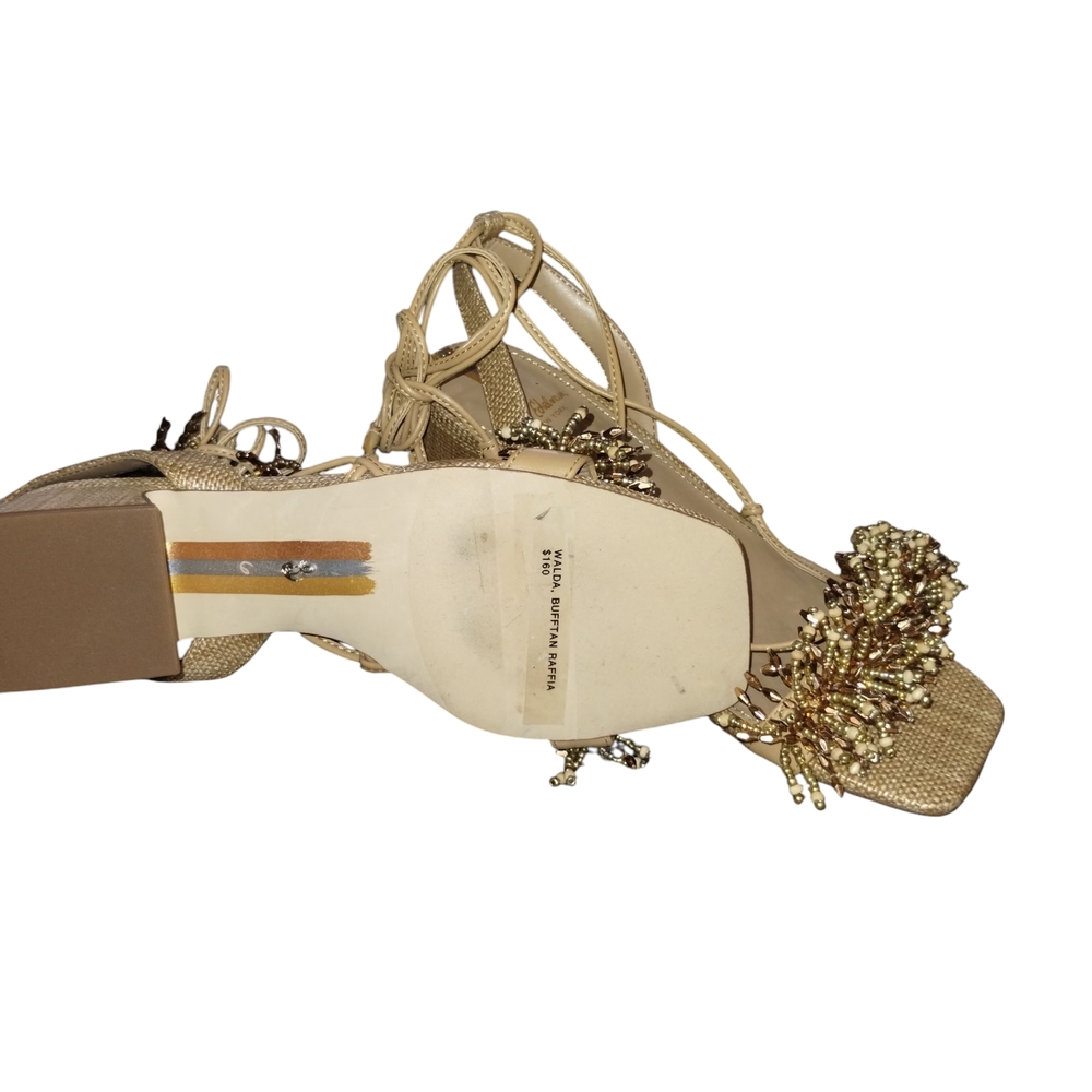 Sam Edelman Tan Beaded Strappy Heels